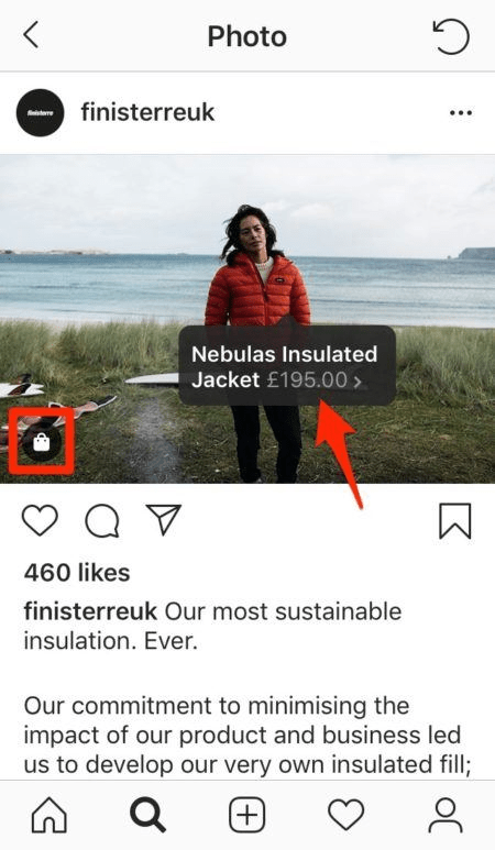 Instagram shoppable product