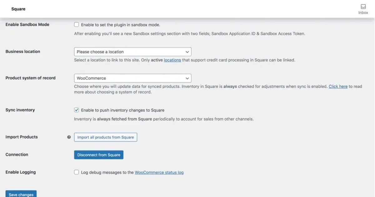 checking Square settings as part of troubleshooting failed orders