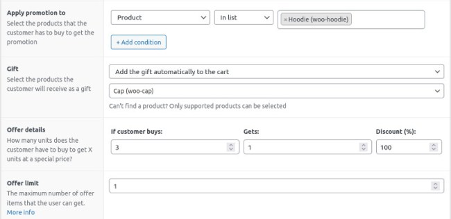 WooCommerce automatic gift settings
