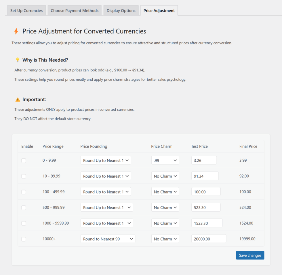 Price Adjustments