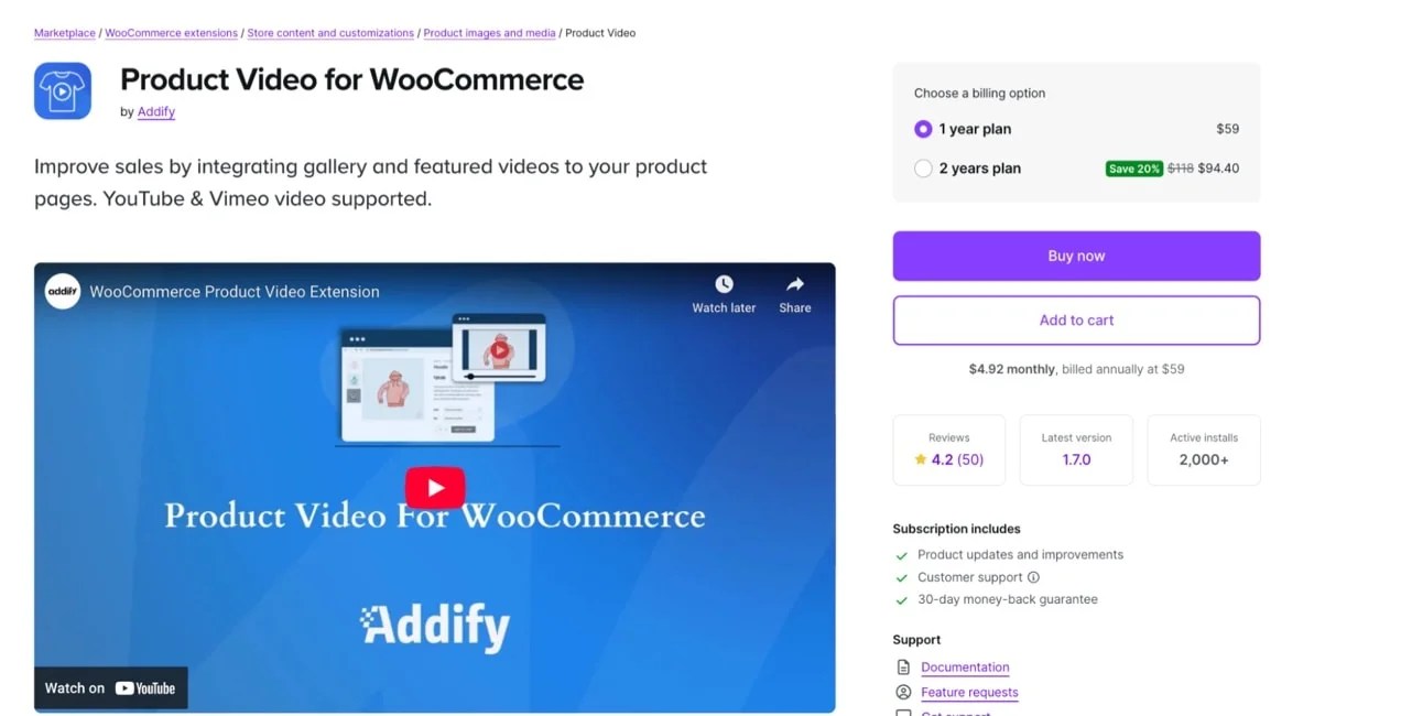 Product Video for WooCommerce extension page